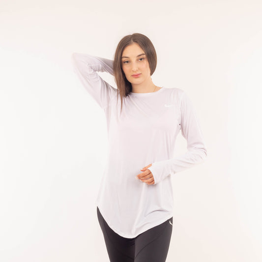 Round Long Sleeve - White